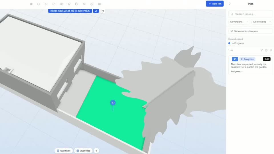 ArchG BIM — issue pins on the model
